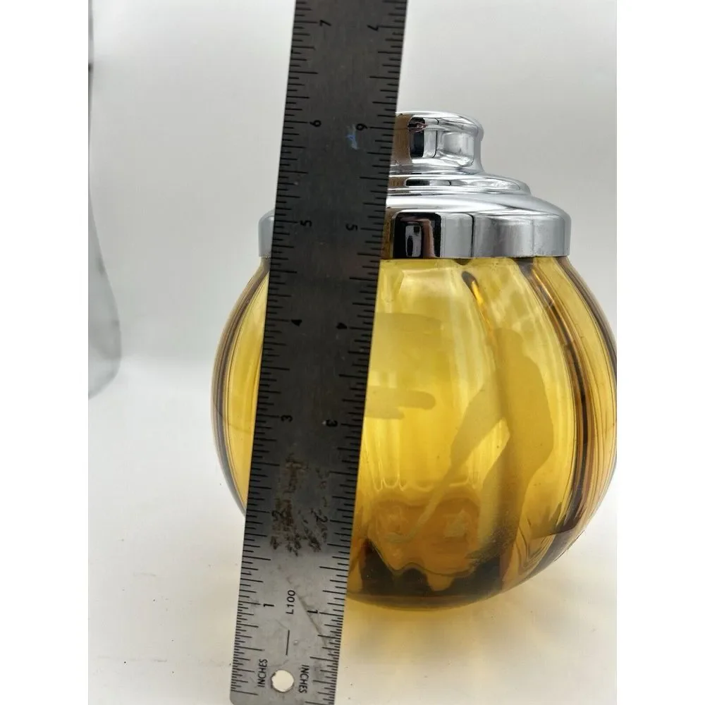 Apothecary Amber Glass Jar Canister Ribbed With Golfer Image‎